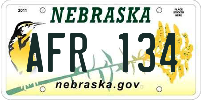 NE license plate AFR134