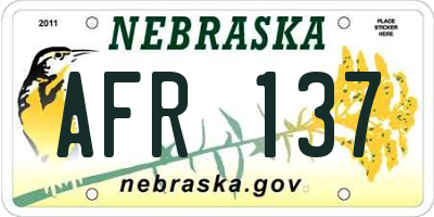 NE license plate AFR137