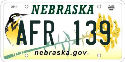 NE license plate AFR139