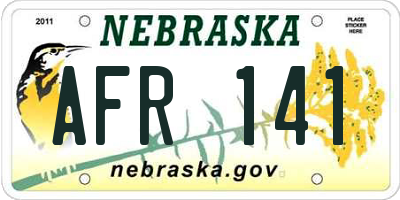NE license plate AFR141