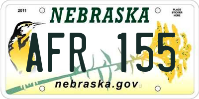 NE license plate AFR155