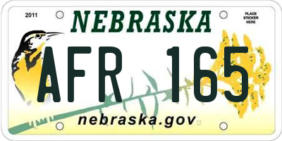 NE license plate AFR165