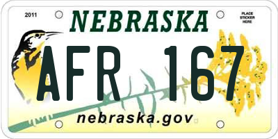 NE license plate AFR167