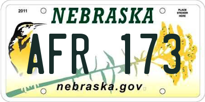 NE license plate AFR173