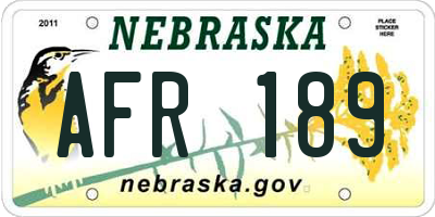 NE license plate AFR189
