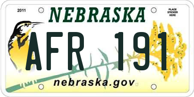 NE license plate AFR191