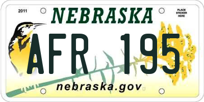NE license plate AFR195