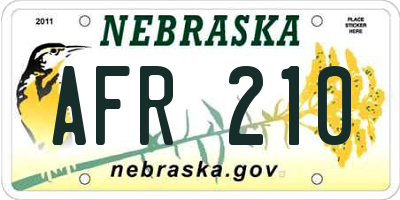NE license plate AFR210