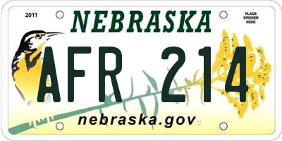 NE license plate AFR214