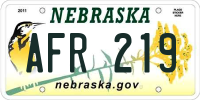 NE license plate AFR219