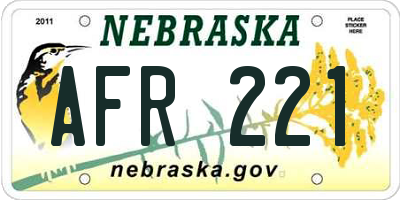 NE license plate AFR221