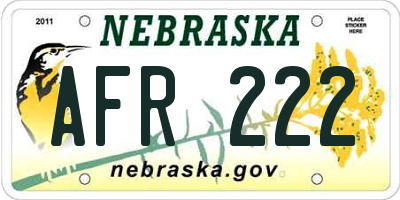 NE license plate AFR222
