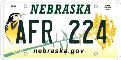 NE license plate AFR224