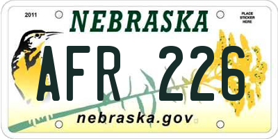 NE license plate AFR226