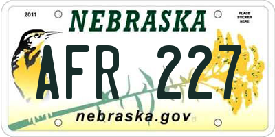 NE license plate AFR227