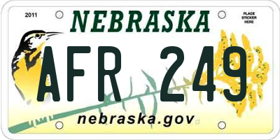 NE license plate AFR249