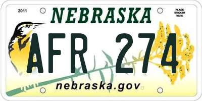 NE license plate AFR274