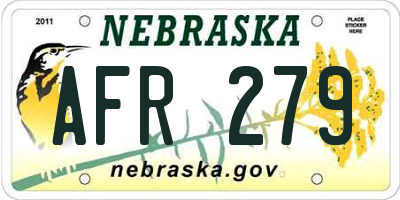 NE license plate AFR279