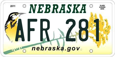 NE license plate AFR281