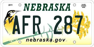 NE license plate AFR287