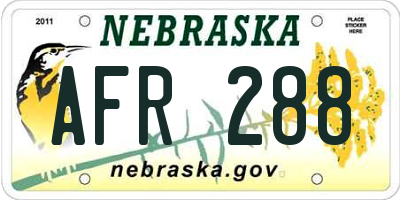 NE license plate AFR288