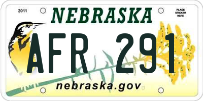 NE license plate AFR291