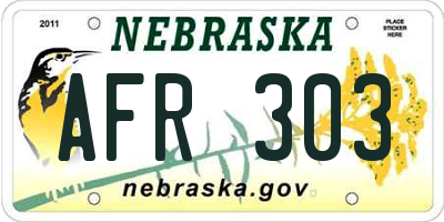 NE license plate AFR303