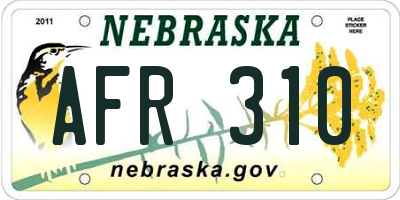 NE license plate AFR310
