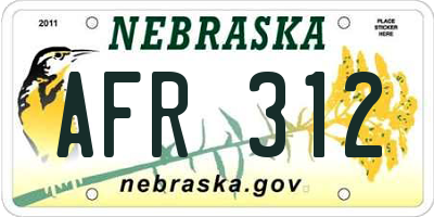 NE license plate AFR312