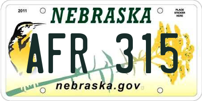 NE license plate AFR315