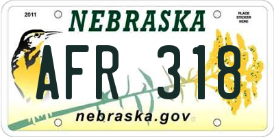 NE license plate AFR318