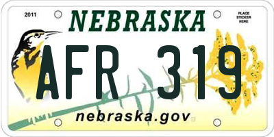 NE license plate AFR319