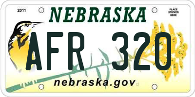 NE license plate AFR320