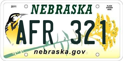 NE license plate AFR321