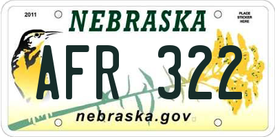 NE license plate AFR322