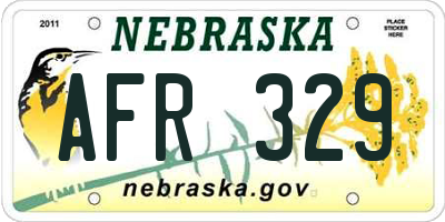 NE license plate AFR329
