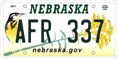 NE license plate AFR337