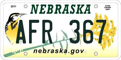 NE license plate AFR367