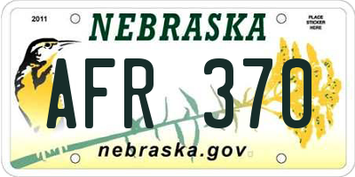 NE license plate AFR370