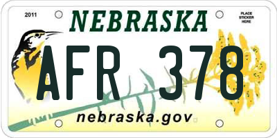 NE license plate AFR378