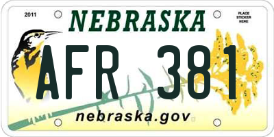 NE license plate AFR381
