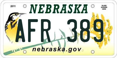 NE license plate AFR389