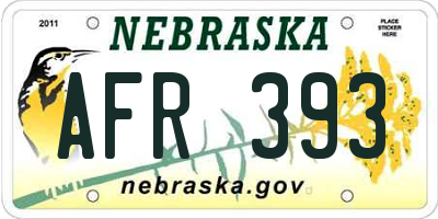 NE license plate AFR393