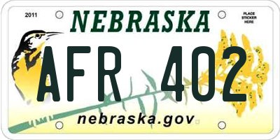 NE license plate AFR402
