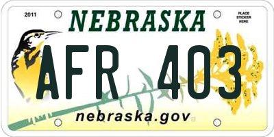 NE license plate AFR403