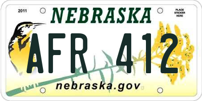 NE license plate AFR412
