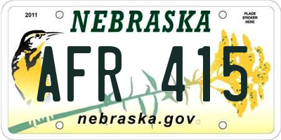 NE license plate AFR415