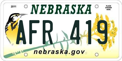 NE license plate AFR419
