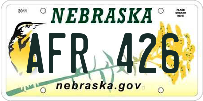 NE license plate AFR426