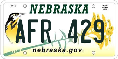 NE license plate AFR429